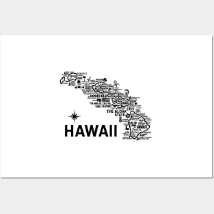 Hawaii Map Posters and Art